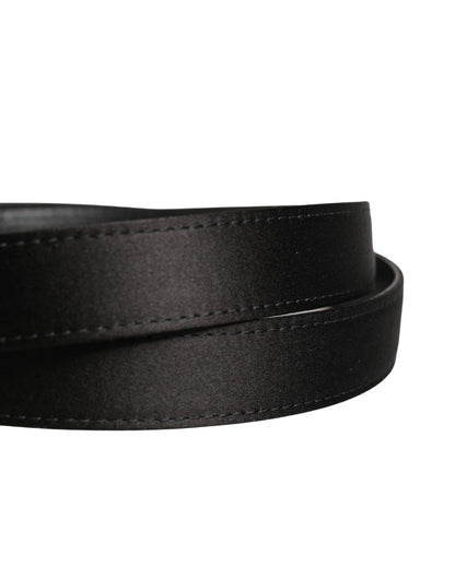 Dolce & Gabbana Silk Viscose & Calf Leather Belt - Black Gold