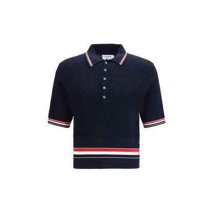 Thom Browne Blue Cotton Polo Shirt