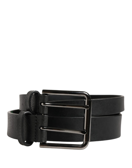 Dolce & Gabbana Calfskin Leather Belt - Black Silver