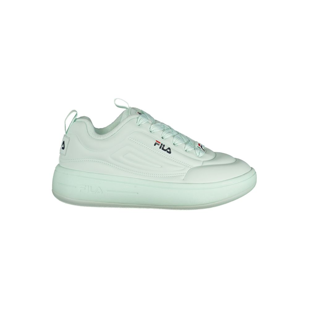 Athletic Sneakers by Fila for women in polyester blue features an architectural silhouette, showcasing the premium athletic style of the Women's Athletic Polyester Sneakers with an architectural finish.
