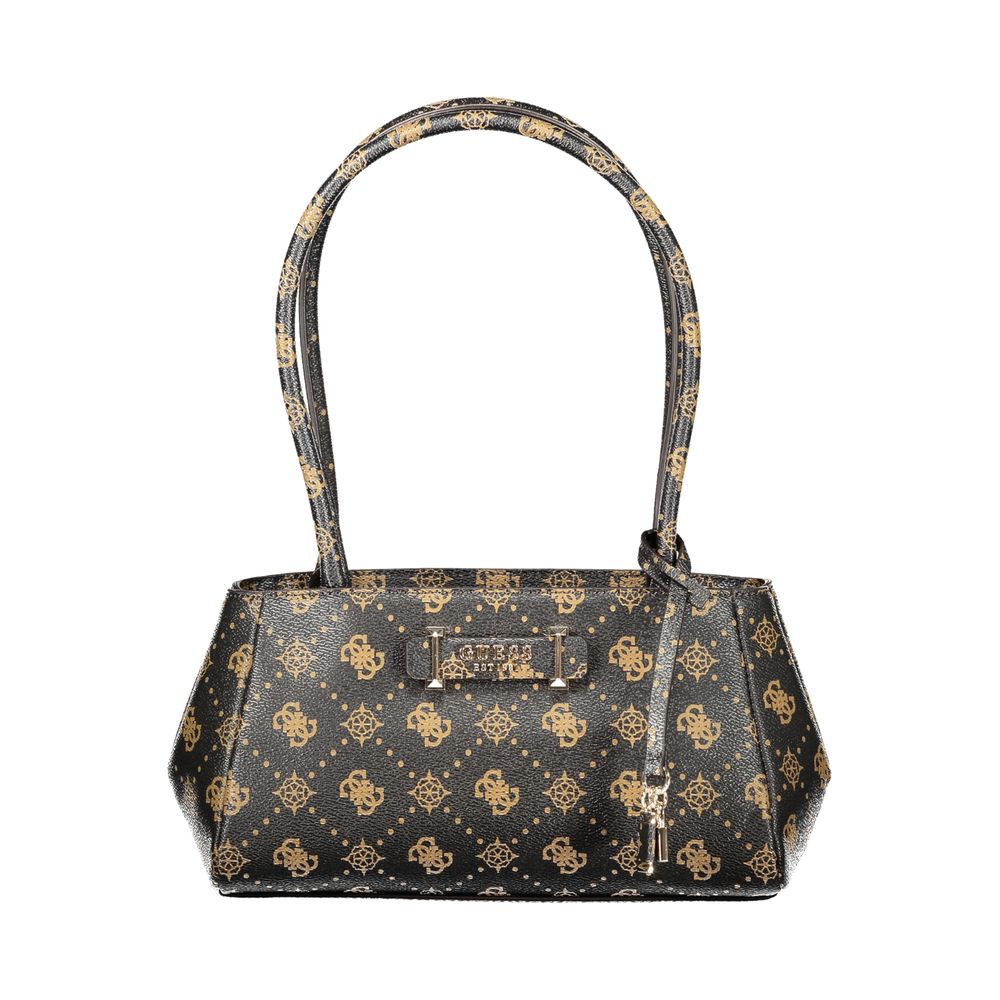 Handbag by Guess Jeans for women in polyurethane brown & print presents a ornamental silhouette, showcasing a secure zipper, ample internal-pockets, and versatile handle for a ornamental finish.