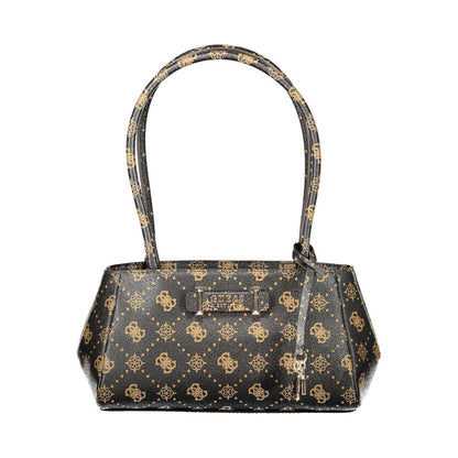 Handbag by Guess Jeans for women in polyurethane brown & print presents a ornamental silhouette, showcasing a secure zipper, ample internal-pockets, and versatile handle for a ornamental finish.