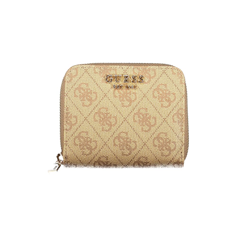 Cardholder Wallet by Guess Jeans for women in polyurethane beige presents a architectural silhouette from the Laurel Polyurethane Cardholder Wallet collection, showcasing architectural card-organization zip-around coin-purse for a architectural finish.