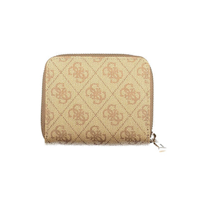 Cardholder Wallet by Guess Jeans for women in polyurethane beige showcases a discerning silhouette, artfully capturing the essence of Laurel Polyurethane Cardholder Wallet with its functional card-organization zip-around coin-purse.