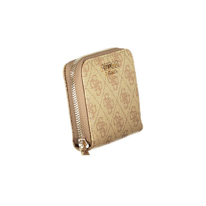 Cardholder Wallet by Guess Jeans for women in polyurethane beige showcases a refined silhouette, artfully detailed with the signature style of the Laurel Polyurethane Cardholder Wallet and functional card-organization zip-around coin-purse.