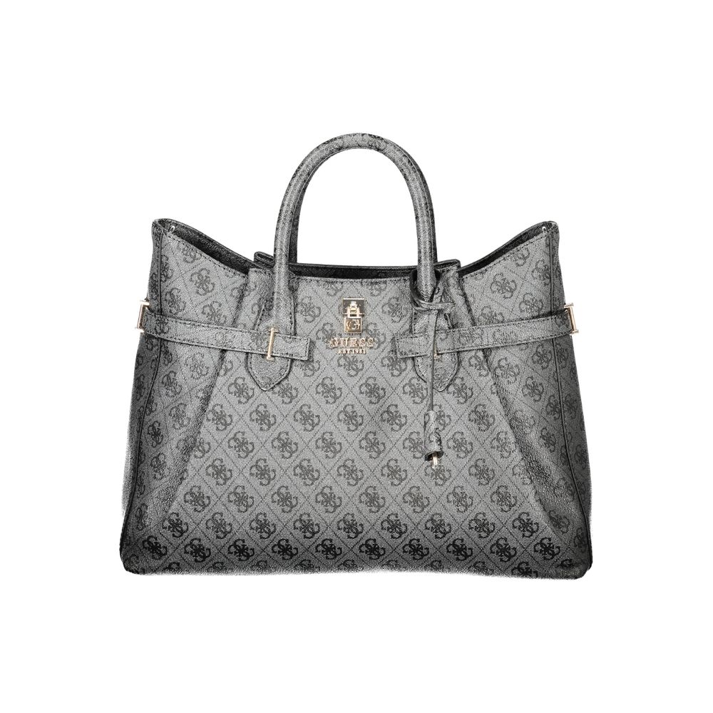 Handbag by Guess Jeans for women in polyurethane black features a exquisite silhouette, showcasing a secure snap & zipper and exquisite external-pockets & internal-pockets with versatile shoulder-strap, handle & adjustable-strap for a exquisite finish.