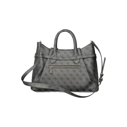 Handbag by Guess Jeans for women in polyurethane black features a refined silhouette, showcasing a secure snap & zipper, organized external-pockets & internal-pockets, and versatile shoulder-strap, handle & adjustable-strap for a refined finish.