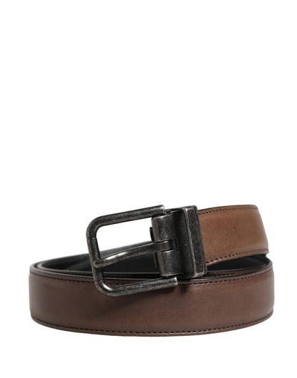 Dolce & Gabbana Calf Leather Belt - Brown Silver