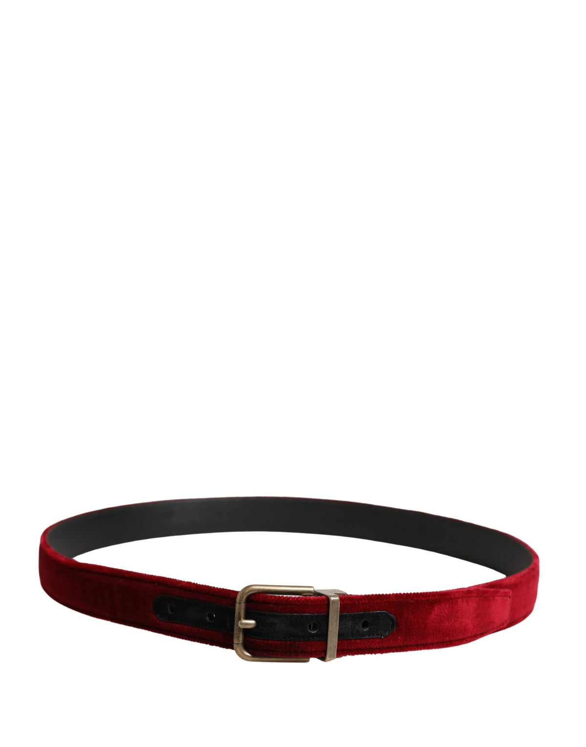 Dolce & Gabbana Calf Leather & Cotton Belt - Burgundy Silver