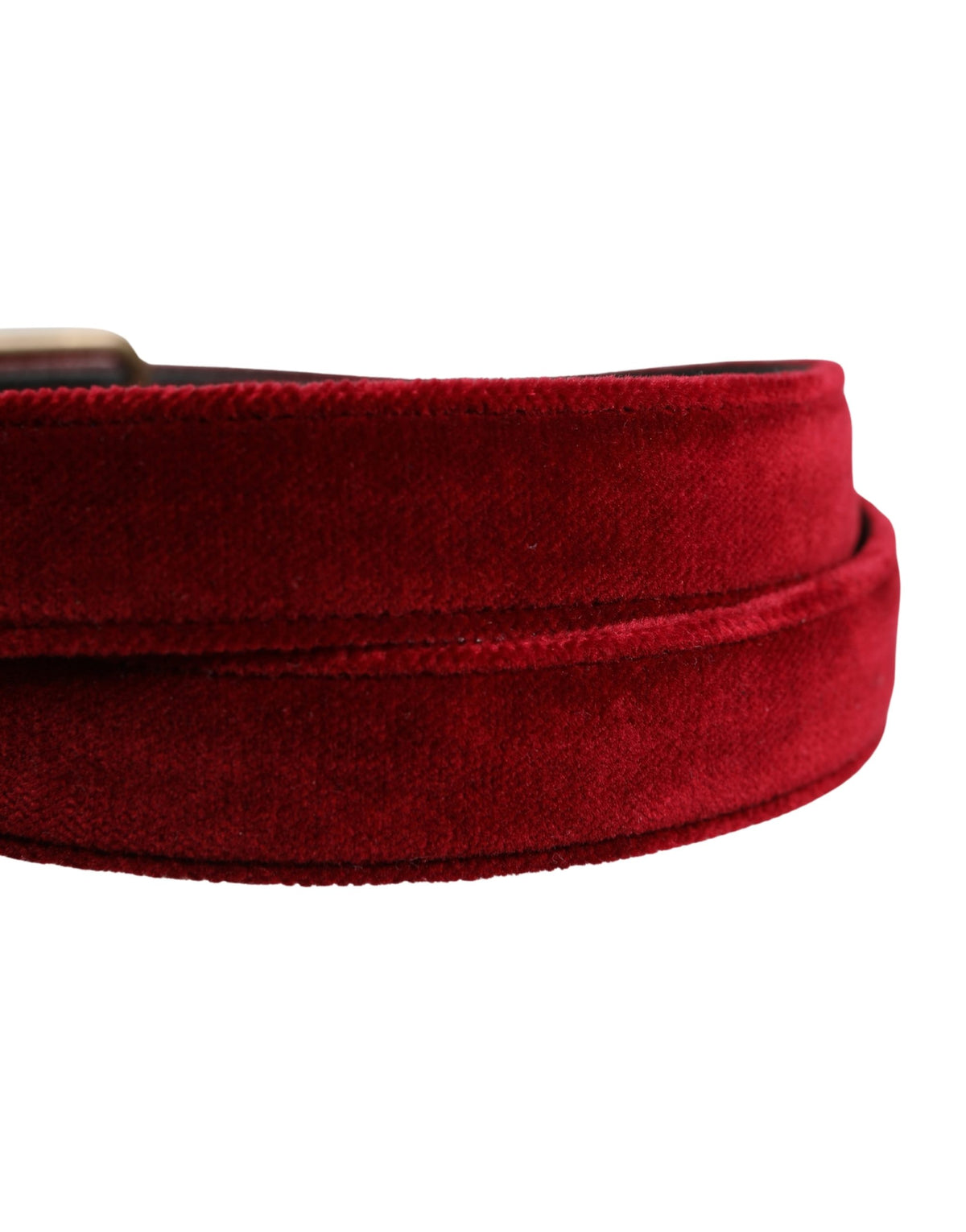Dolce & Gabbana Calf Leather & Cotton Belt - Burgundy Silver