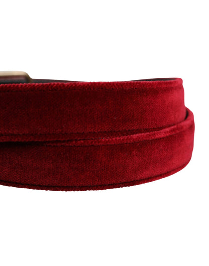 Dolce & Gabbana Calf Leather & Cotton Belt - Burgundy Silver