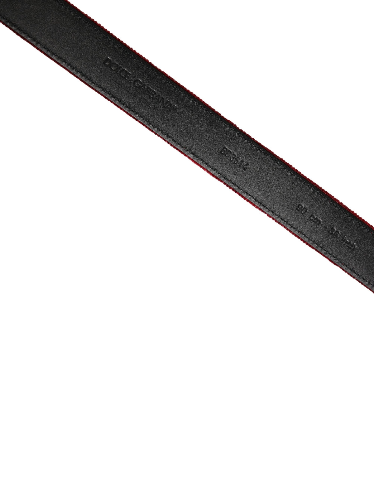 Dolce & Gabbana Calf Leather & Cotton Belt - Burgundy Silver