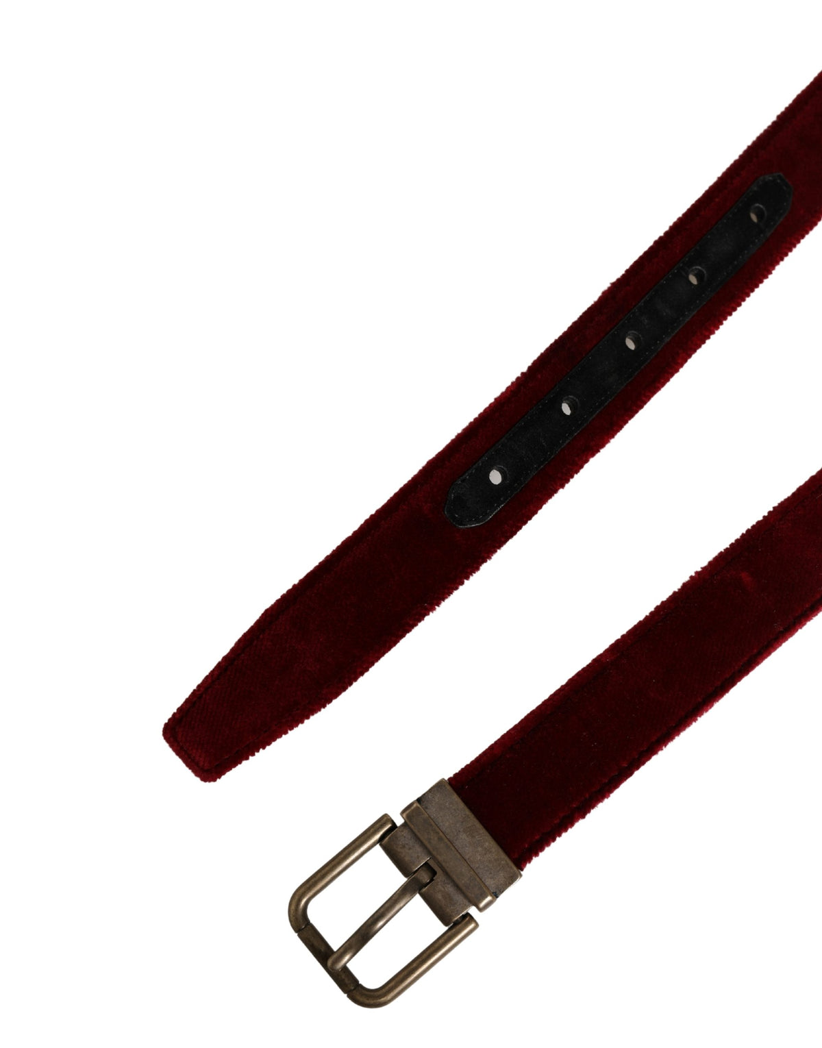 Dolce & Gabbana Calf Leather & Cotton Belt - Burgundy Silver