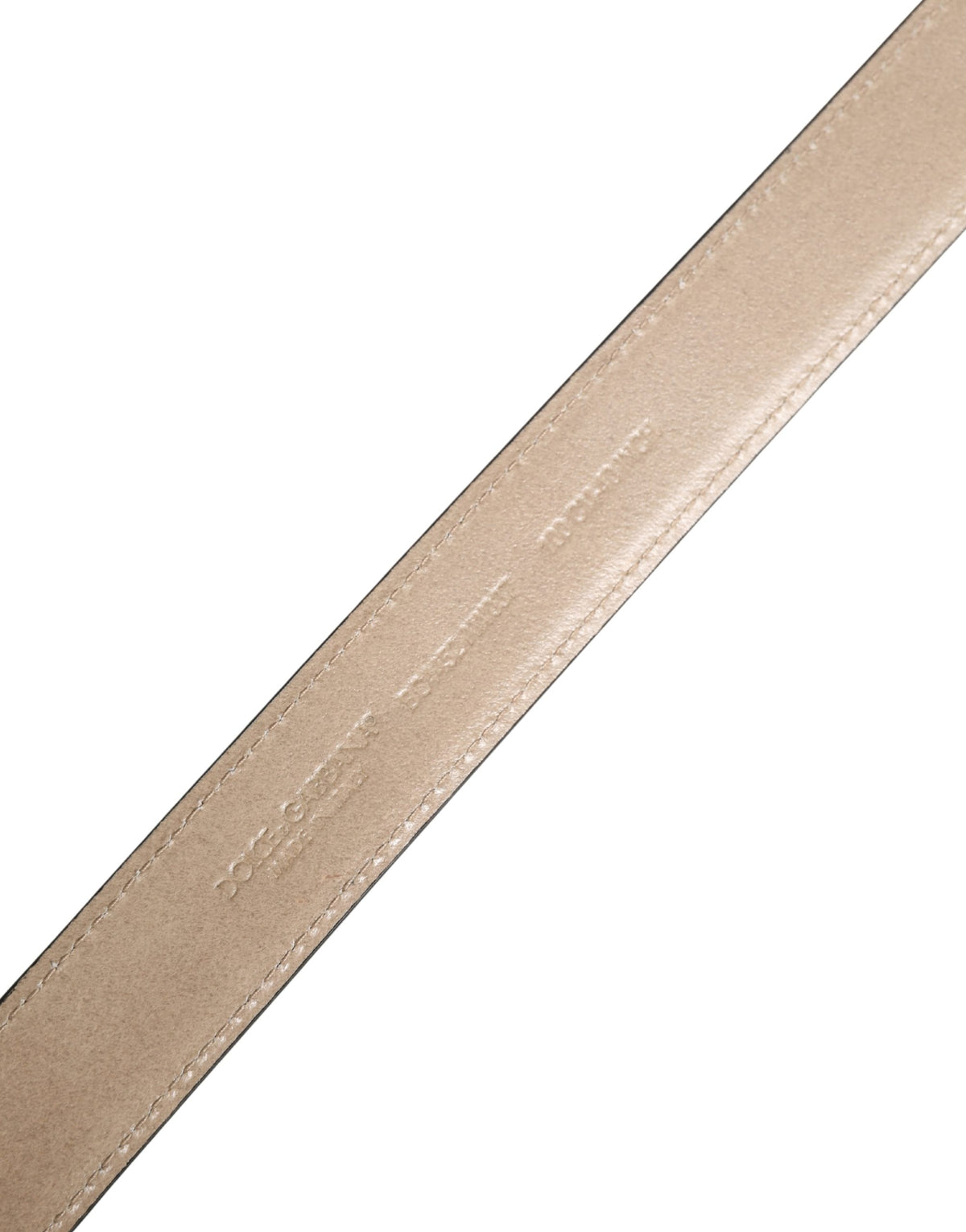 Dolce & Gabbana Linen Calf Leather & Metal Belt - Beige Black Silver