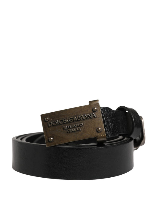 Dolce & Gabbana Calf Leather Belt - Black Gold