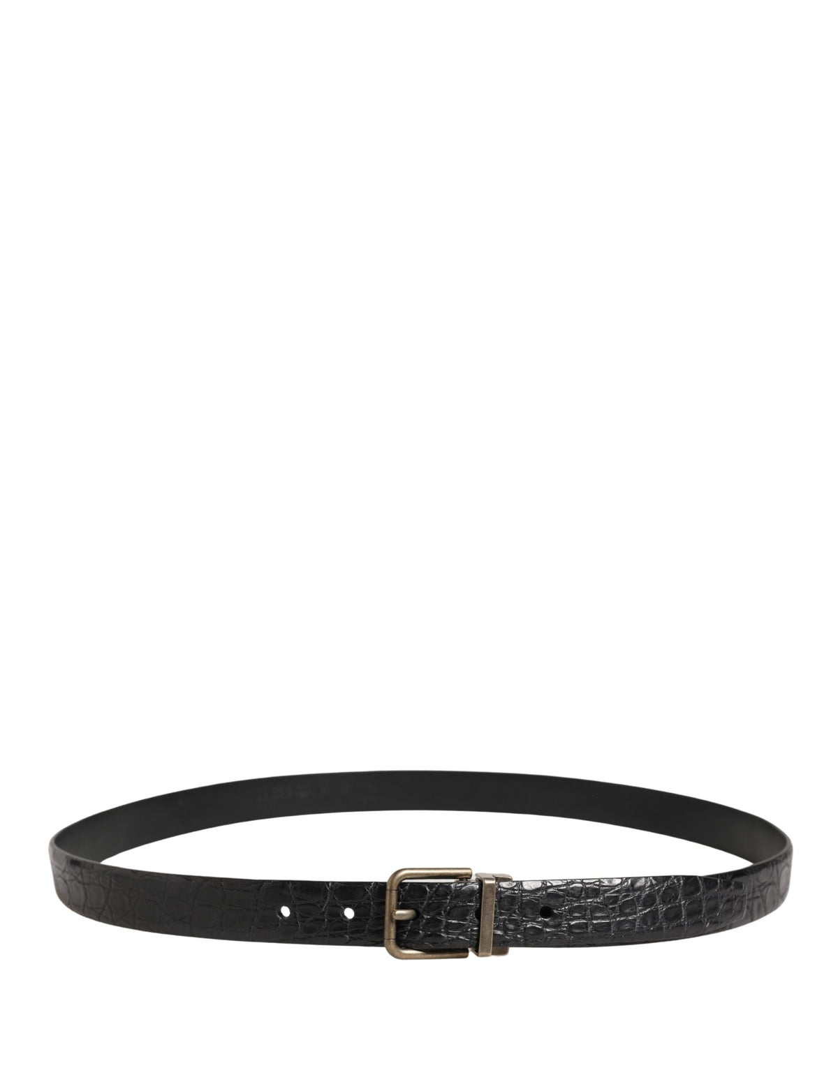 Dolce & Gabbana Caiman Calf & Exotic Leather Belt - Black Gold