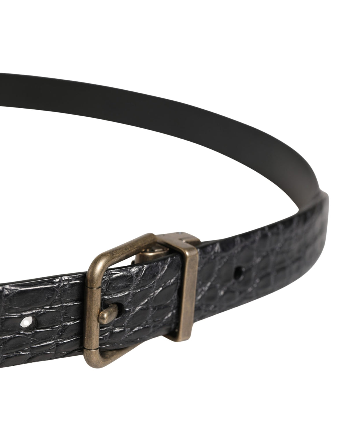 Dolce & Gabbana Caiman Calf & Exotic Leather Belt - Black Gold