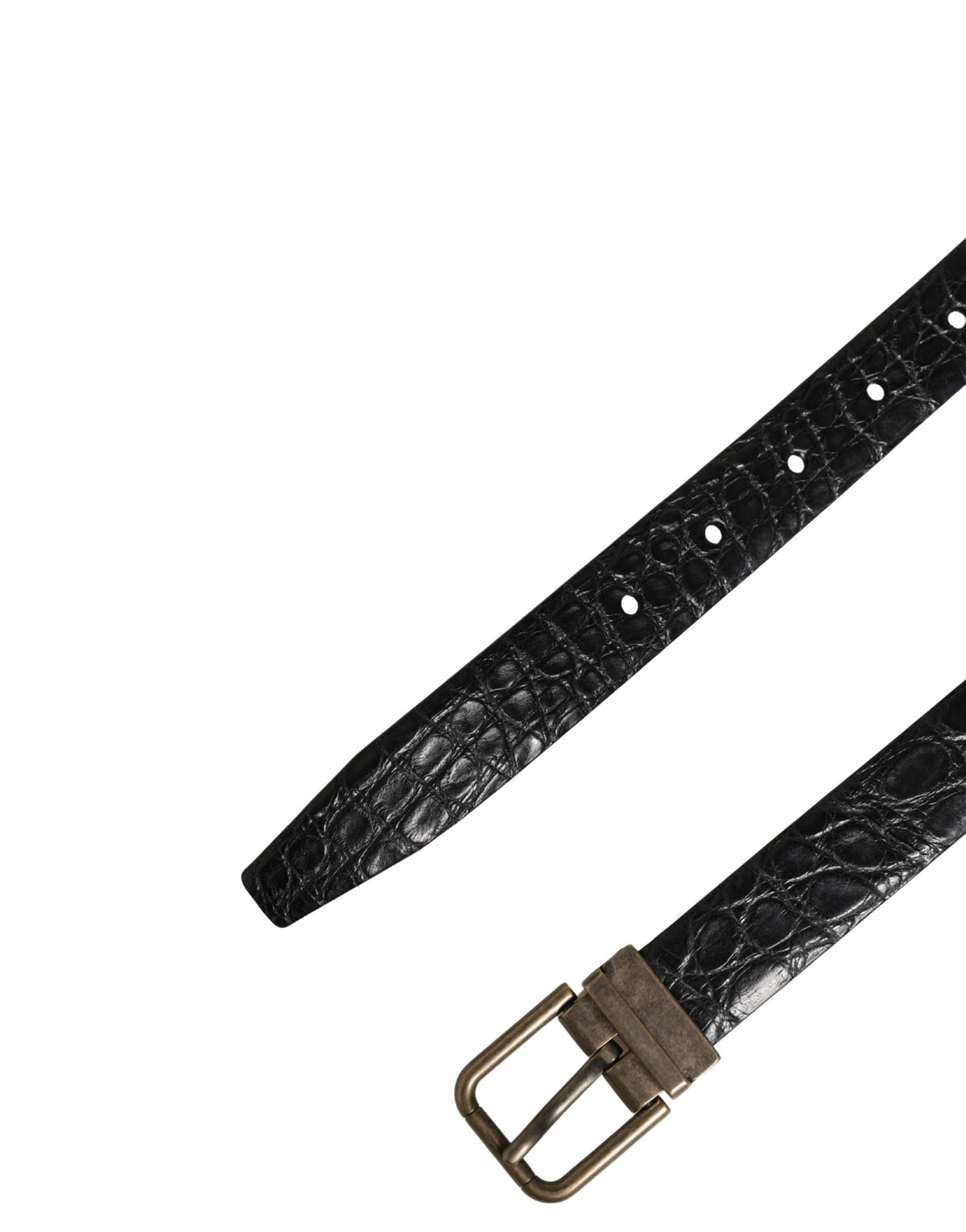 Dolce & Gabbana Caiman Calf & Exotic Leather Belt - Black Gold