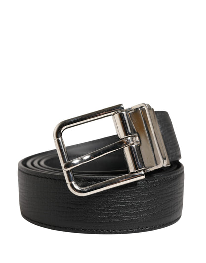Dolce & Gabbana Calf Leather Belt - Black Silver