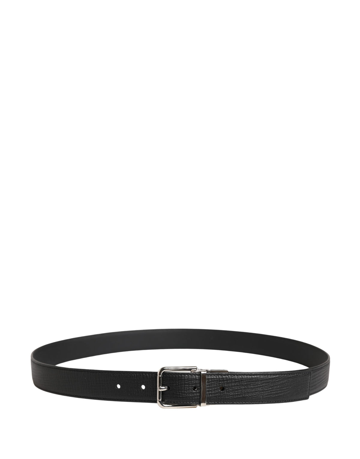 Dolce & Gabbana Calf Leather Belt - Black Silver