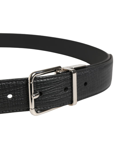 Dolce & Gabbana Calf Leather Belt - Black Silver