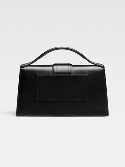 Small Crossbody Flap Handbag by Jacquemus for women in leather black & gold features an versatile silhouette, showcasing a secure flap & magnetic and versatile cardholder with versatile crossbody-strap, shoulder-strap, adjustable-strap & handle for a versatile finish.