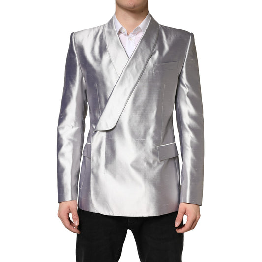 Dolce & Gabbana Men's Double Breasted Silk Blazer - Silver