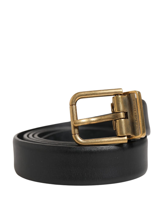 Dolce & Gabbana Calf Leather Belt - Black Gold