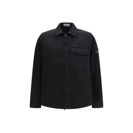 Stone Island Black Cotton Jackets And Coat