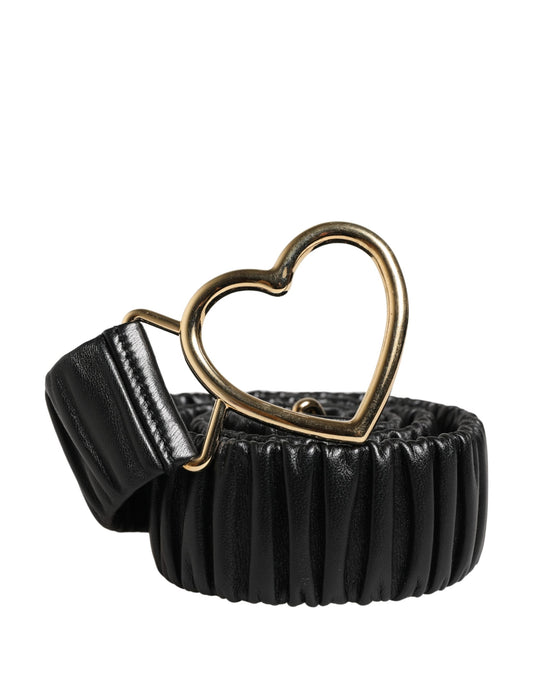 Dolce & Gabbana Heart Calf Leather Belt - Black Gold