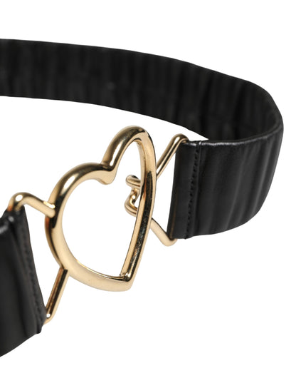 Dolce & Gabbana Heart Calf Leather Belt - Black Gold