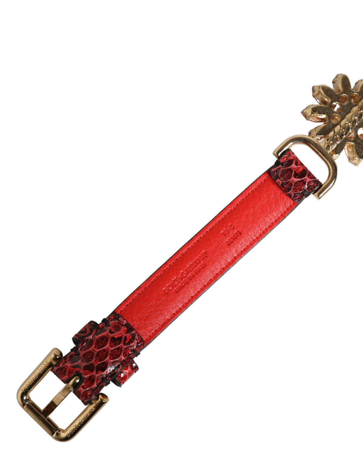Dolce & Gabbana Ayers Calf Leather Belt - Gold Red