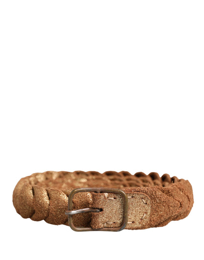 Ermanno Scervino Leather & Metal Belt - Brown Gold