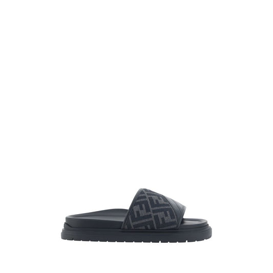 Fendi Gray Fabric Sandals