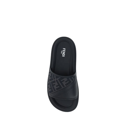 Fendi Gray Fabric Sandals