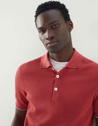 Brunello Cucinelli Orange Cotton Polo Shirt