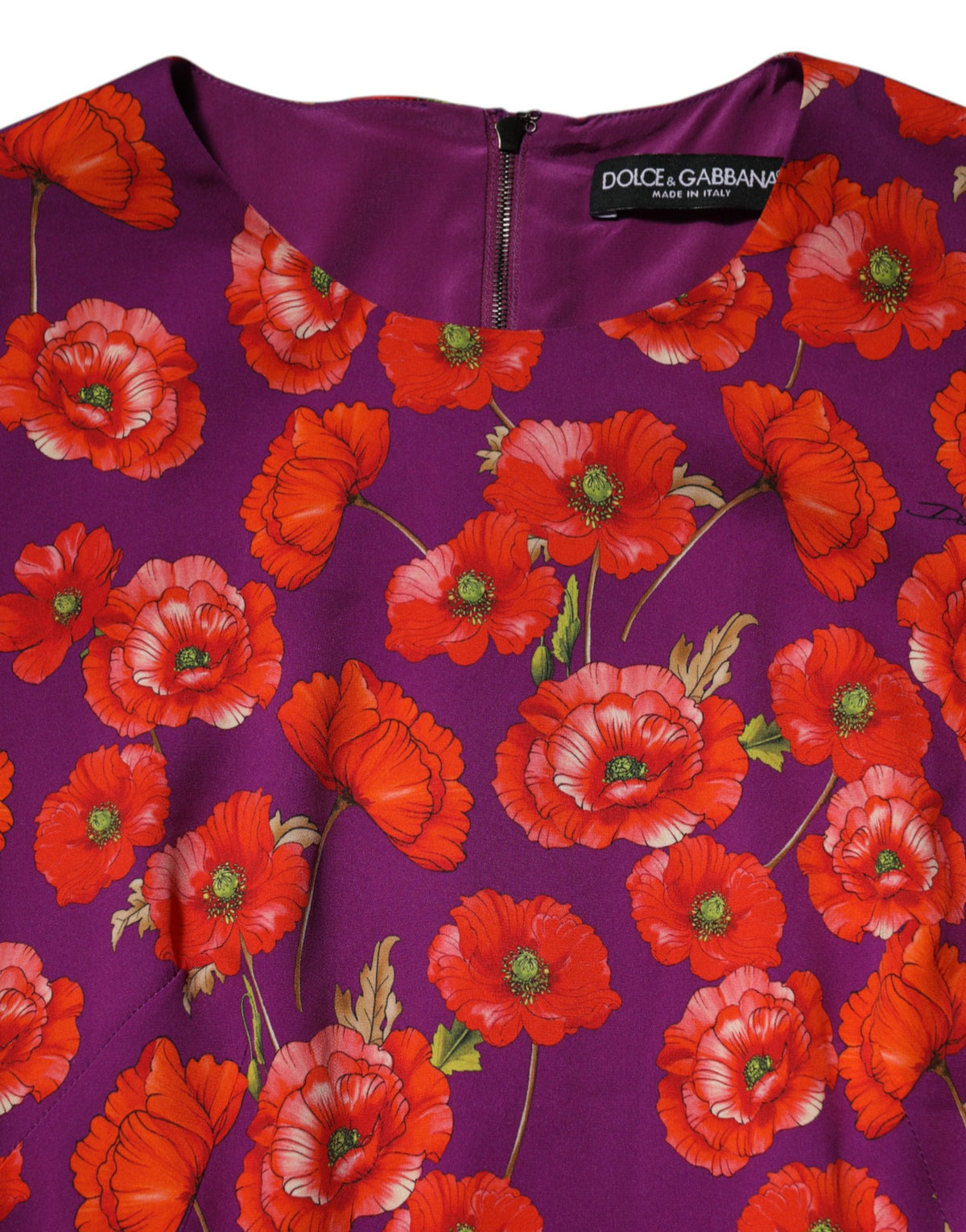 Dolce & Gabbana Poppy Women's Sheath Silk Midi Dress - Purple Red Patterned Floral Print