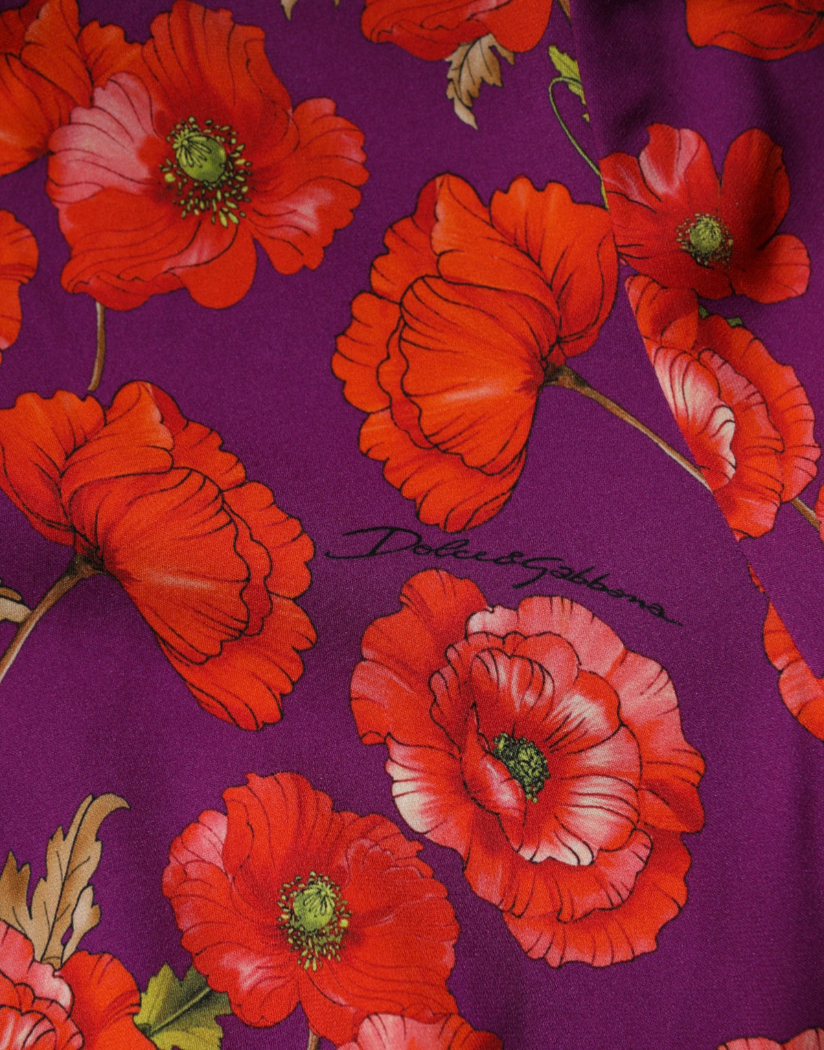 Dolce & Gabbana Poppy Women's Sheath Silk Midi Dress - Purple Red Patterned Floral Print