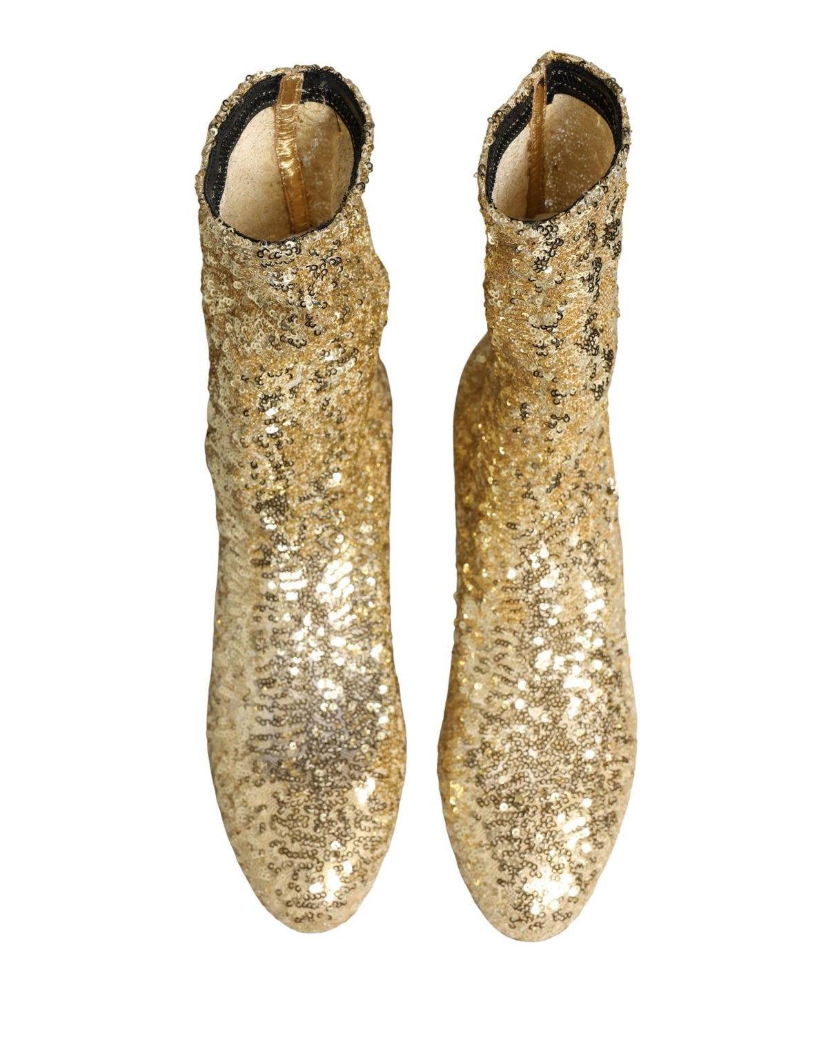 Dolce & Gabbana Women's Polyester Calf & Goat Leather Ankle Mid-Calf Short Boots - Gold