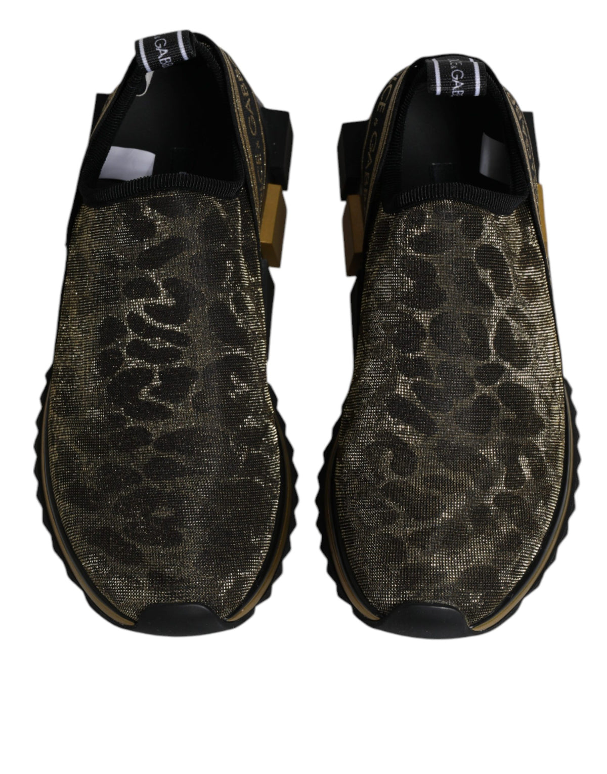 Dolce & Gabbana Women's Low Top Slip On Nylon Polyester Calf Leather & Cotton Sneakers - Gold