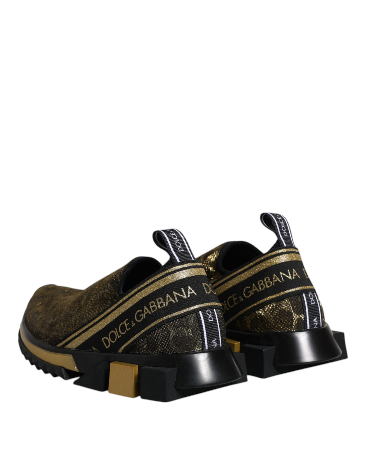 Dolce & Gabbana Women's Low Top Slip On Nylon Polyester Calf Leather & Cotton Sneakers - Gold