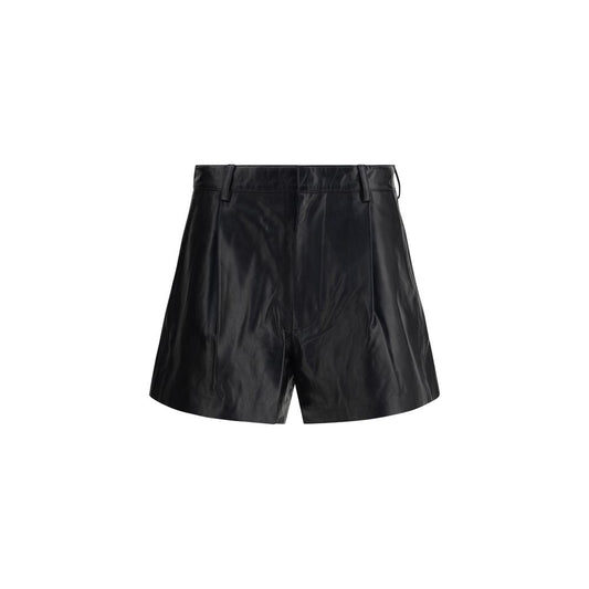 R13 Black Calf Leather Bos Taurus Bermuda Shorts
