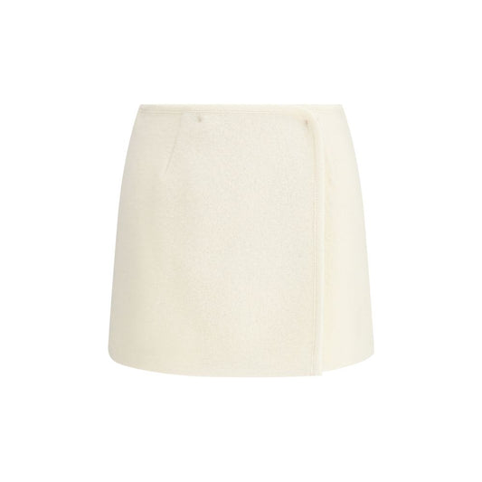 RIER White Fleece Wool Mini Skirt