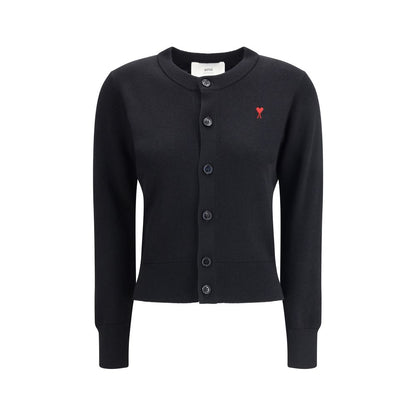 Ami Paris Black Merino Wool Cardigan