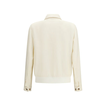 Brunello Cucinelli White Silk Shell Jacket