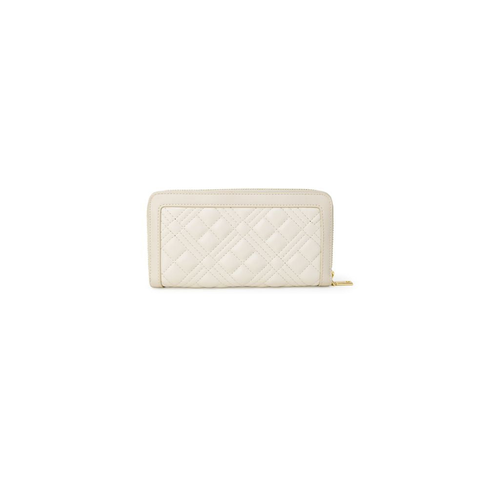 Wallet by Love Moschino for women in polyethylene & polyurethane beige & gold presents a refined silhouette, artfully capturing the essence of the Quilted Polyethylene & Polyurethane Wallet design with sophisticated compact-design for a refined look.