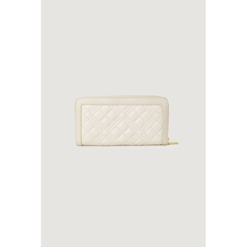 Wallet by Love Moschino for women in polyethylene & polyurethane beige & gold presents a refined silhouette, artfully capturing the essence of the Quilted Polyethylene & Polyurethane Wallet design with sophisticated compact-design for a refined look.