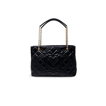 Handbag by Love Moschino for women in polyethylene & polurethane black & gold features a refined silhouette, showcasing a secure , organized , and versatile handle for a refined finish.