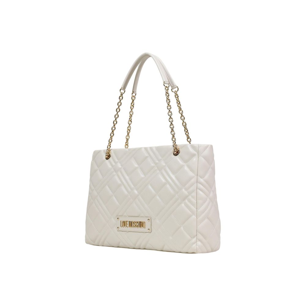 Handbag by Love Moschino for women in polyethylene & polurethane beige & gold presents a ornamental silhouette, showcasing a secure , ample , and versatile handle for a ornamental finish.