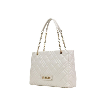 Handbag by Love Moschino for women in polyethylene & polurethane beige & gold presents a ornamental silhouette, showcasing a secure , ample , and versatile handle for a ornamental finish.